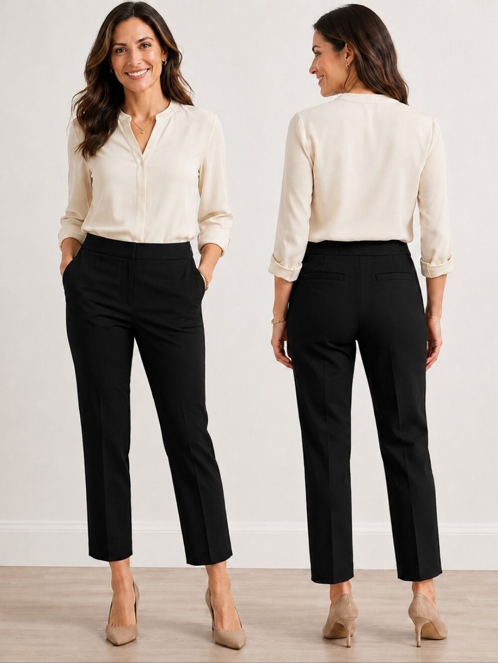 J.Jill Stretch Black Tailored Pants Size 4 Business Casual Contemporary